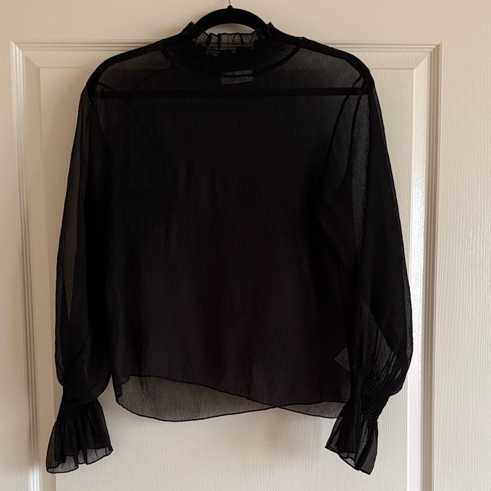 OAK + FORT Black Sheer Blouse